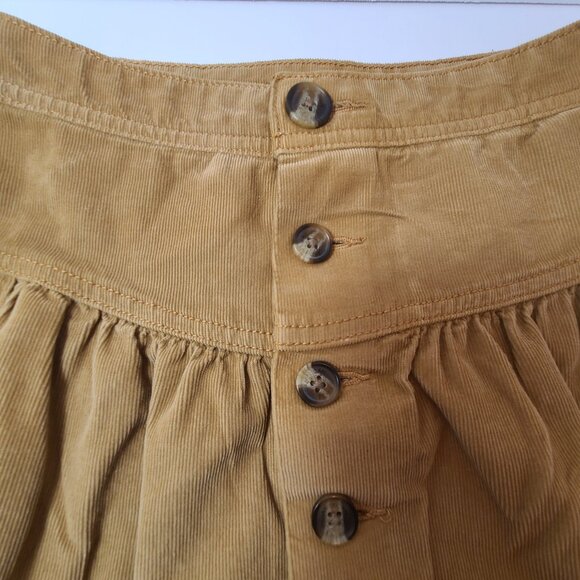 American Eagle Corduroy Button Front Mini Skirt – Mustard Gold, Size 000 - Picture 2 of 8